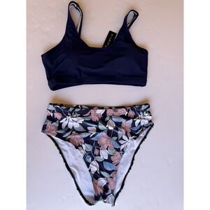 Tempt Me Women Two‎ Piece Scoop Neck Bikini Crop Top Swimsuit Size Large